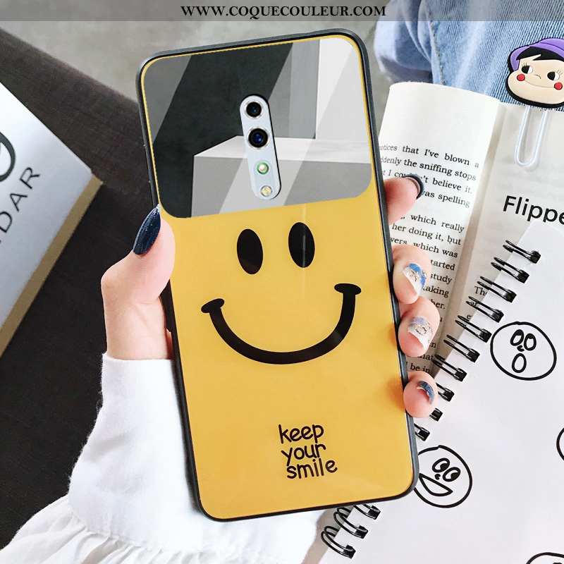 Coque Oppo Reno Z Protection Téléphone Portable Jaune, Housse Oppo Reno Z Verre Membrane Jaune