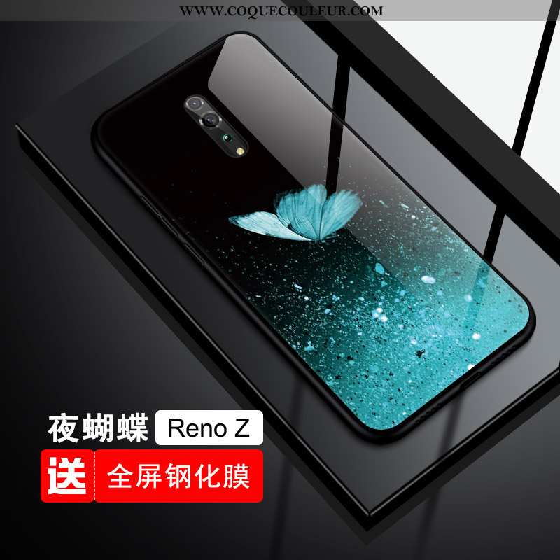 Housse Oppo Reno Z Verre Étui Protection, Oppo Reno Z Tendance Bleu