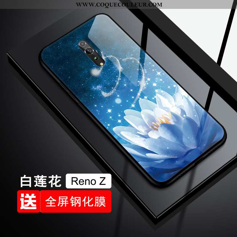 Housse Oppo Reno Z Verre Étui Protection, Oppo Reno Z Tendance Bleu