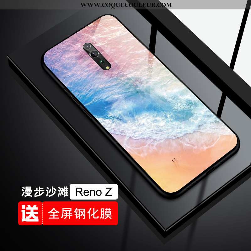 Housse Oppo Reno Z Verre Étui Protection, Oppo Reno Z Tendance Bleu