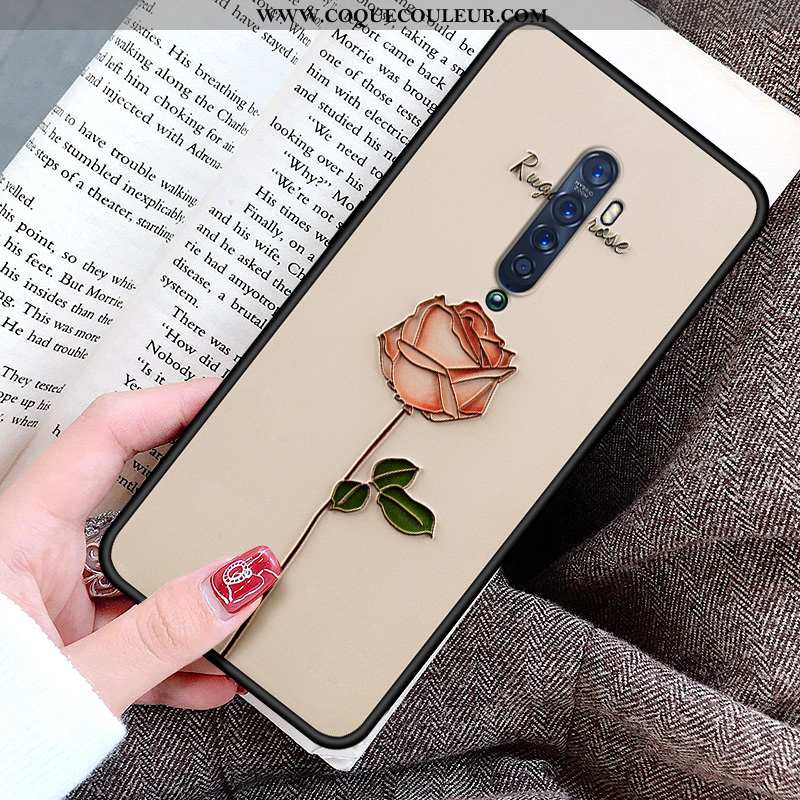 Housse Oppo Reno2 Protection Coque Simple, Étui Oppo Reno2 Gaufrage Incassable Verte