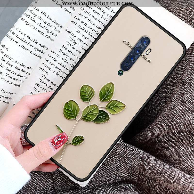 Housse Oppo Reno2 Protection Coque Simple, Étui Oppo Reno2 Gaufrage Incassable Verte