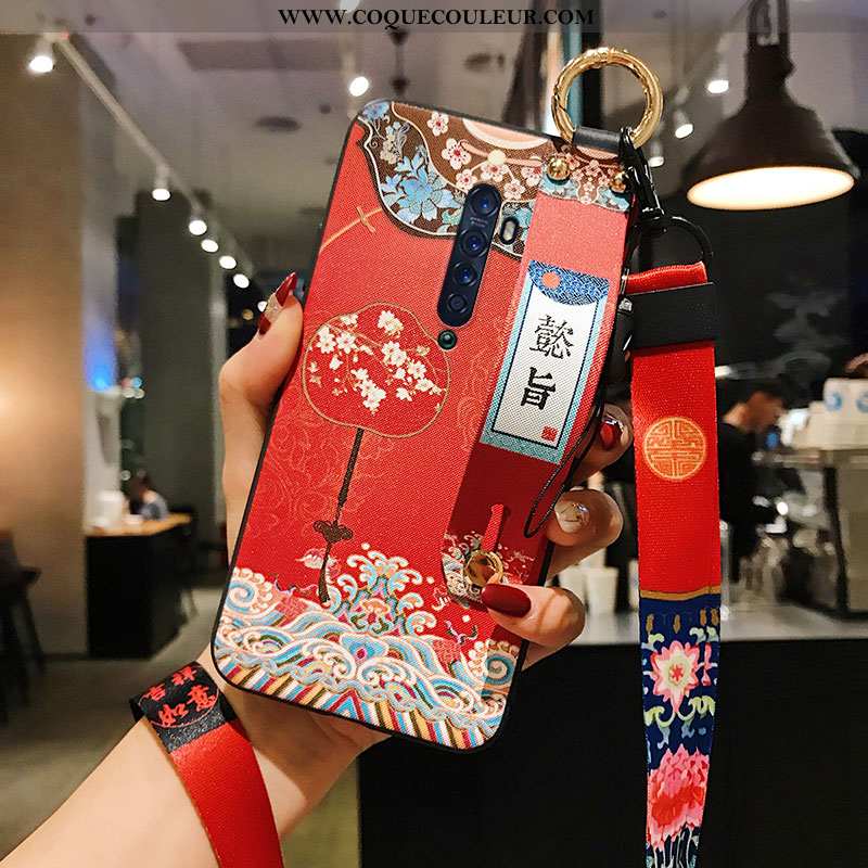 Housse Oppo Reno2 Fluide Doux Rouge Coque, Étui Oppo Reno2 Ornements Suspendus Vert Verte