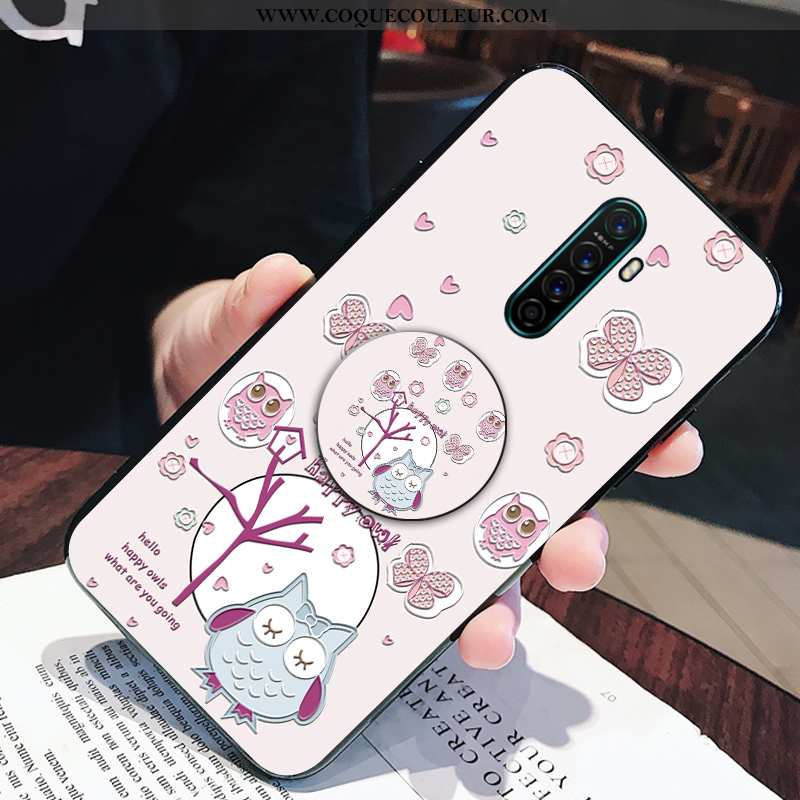 Housse Oppo Reno2 Silicone Support Rose, Étui Oppo Reno2 Dessin Animé Fluide Doux Rose