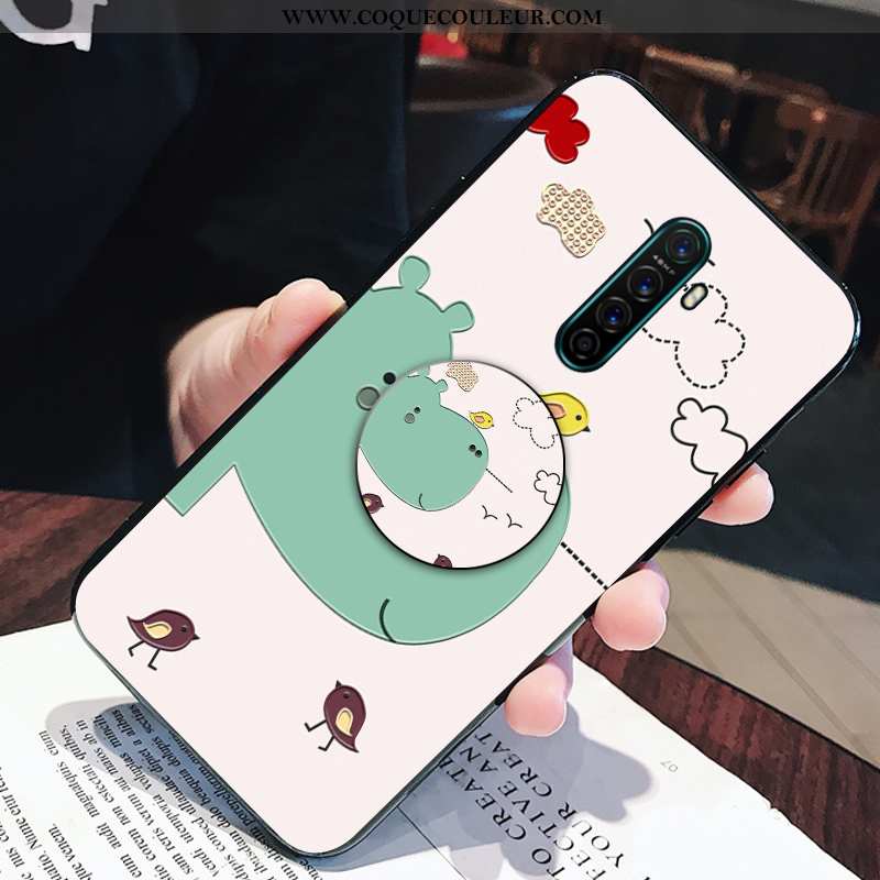 Housse Oppo Reno2 Silicone Support Rose, Étui Oppo Reno2 Dessin Animé Fluide Doux Rose