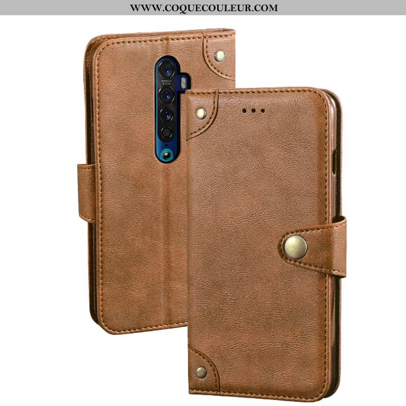 Étui Oppo Reno2 Cuir Portefeuille Téléphone Portable, Coque Oppo Reno2 Fluide Doux Kaki Khaki