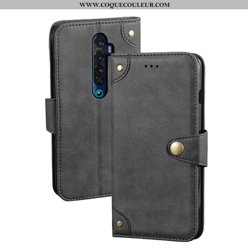 Étui Oppo Reno2 Cuir Portefeuille Téléphone Portable, Coque Oppo Reno2 Fluide Doux Kaki Khaki