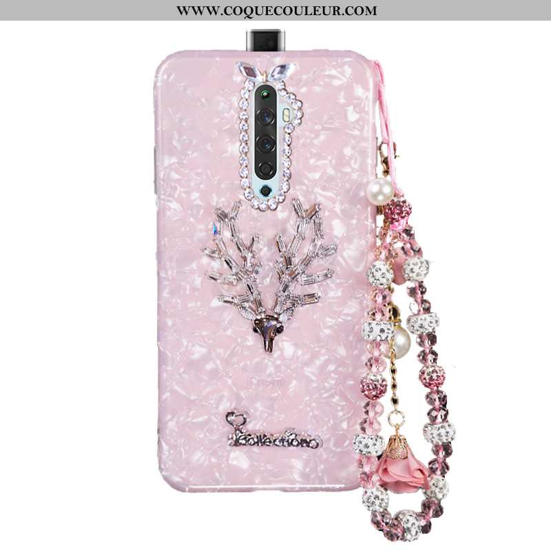 Housse Oppo Reno2 Tendance Bordure Nouveau, Étui Oppo Reno2 Fluide Doux Net Rouge Rose