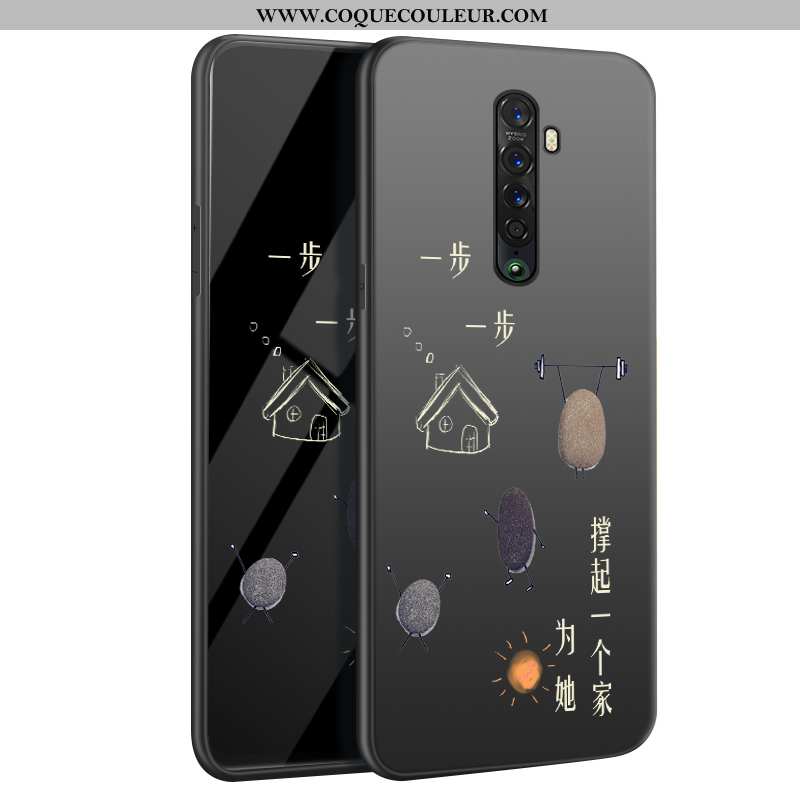 Housse Oppo Reno2 Délavé En Daim Téléphone Portable Étui, Étui Oppo Reno2 Tendance Protection Noir