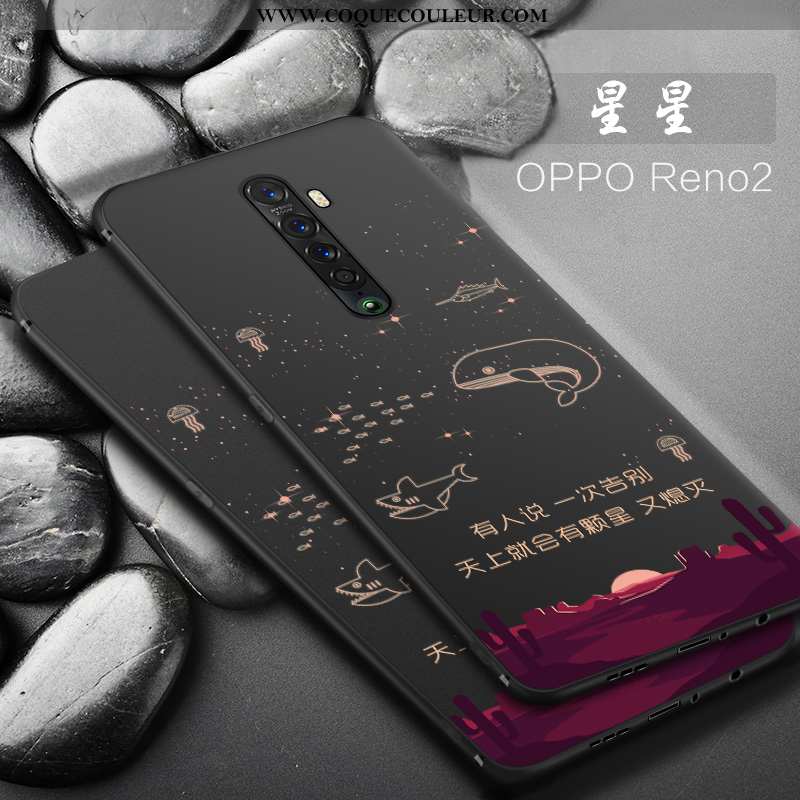 Housse Oppo Reno2 Délavé En Daim Téléphone Portable Étui, Étui Oppo Reno2 Tendance Protection Noir