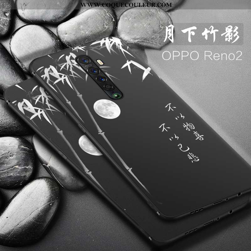 Housse Oppo Reno2 Délavé En Daim Téléphone Portable Étui, Étui Oppo Reno2 Tendance Protection Noir