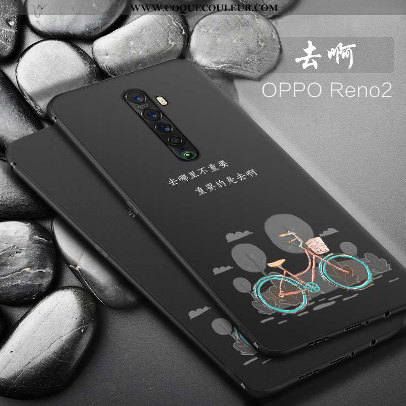 Housse Oppo Reno2 Délavé En Daim Téléphone Portable Étui, Étui Oppo Reno2 Tendance Protection Noir