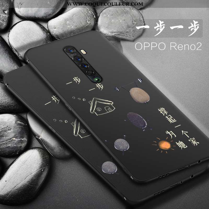 Housse Oppo Reno2 Délavé En Daim Téléphone Portable Étui, Étui Oppo Reno2 Tendance Protection Noir