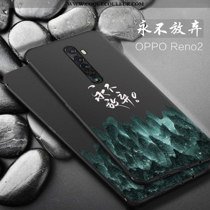 Housse Oppo Reno2 Délavé En Daim Téléphone Portable Étui, Étui Oppo Reno2 Tendance Protection Noir