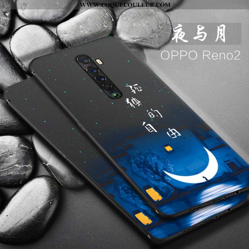 Housse Oppo Reno2 Délavé En Daim Téléphone Portable Étui, Étui Oppo Reno2 Tendance Protection Noir