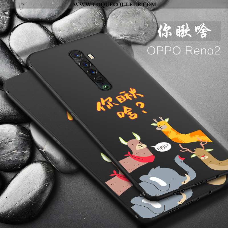 Housse Oppo Reno2 Délavé En Daim Téléphone Portable Étui, Étui Oppo Reno2 Tendance Protection Noir