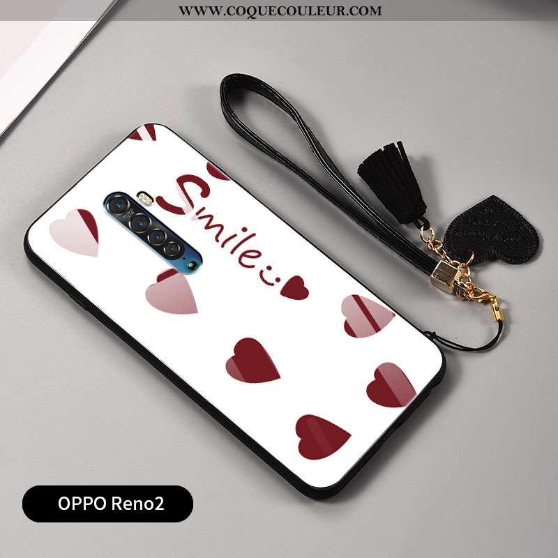 Étui Oppo Reno2 Ornements Suspendus Amour Net Rouge, Coque Oppo Reno2 Personnalité Téléphone Portabl