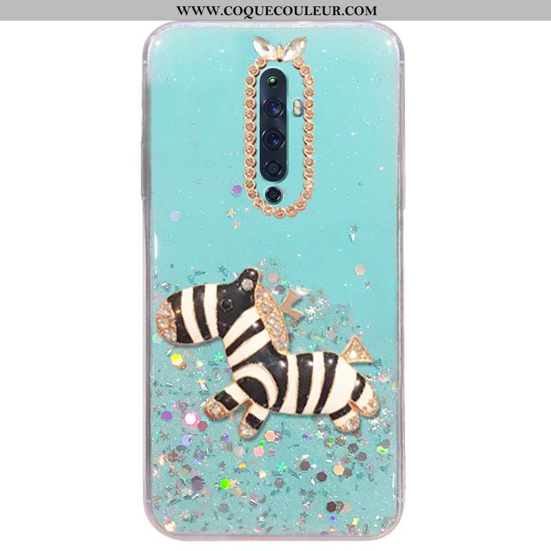 Coque Oppo Reno2 Z Fluide Doux Incassable Étui, Housse Oppo Reno2 Z Protection Créatif Verte