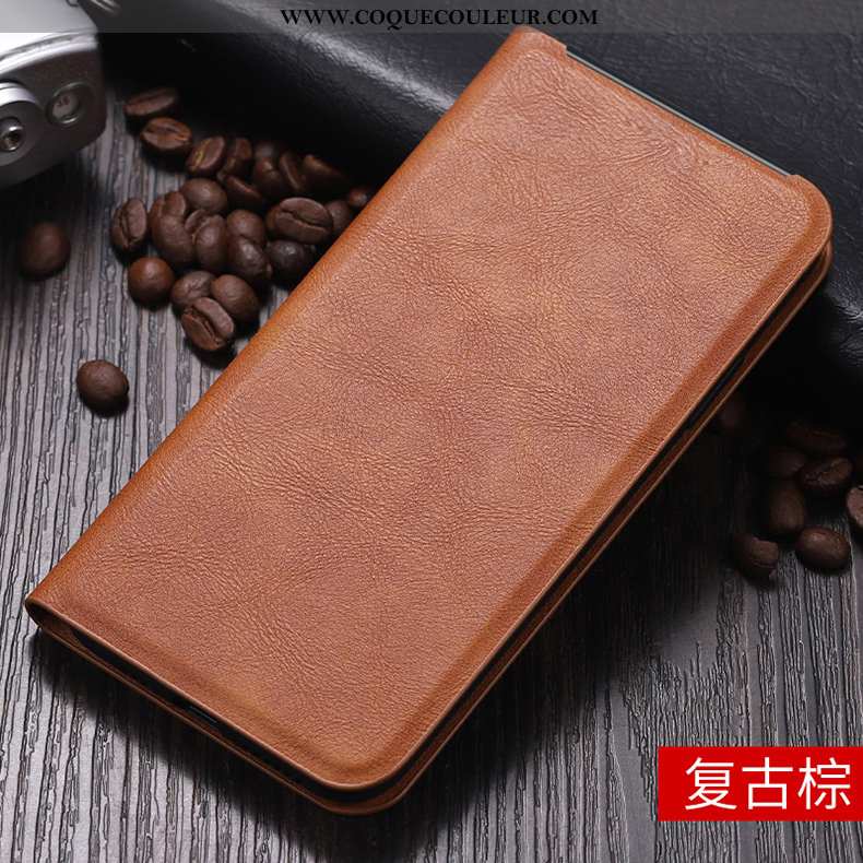 Coque Oppo Reno2 Z Délavé En Daim Clamshell, Housse Oppo Reno2 Z Cuir Téléphone Portable Marron