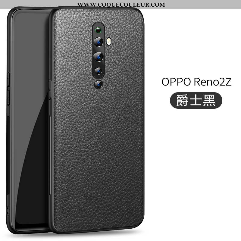 Coque Oppo Reno2 Z Ultra Noir, Housse Oppo Reno2 Z Légère Cuir Noir