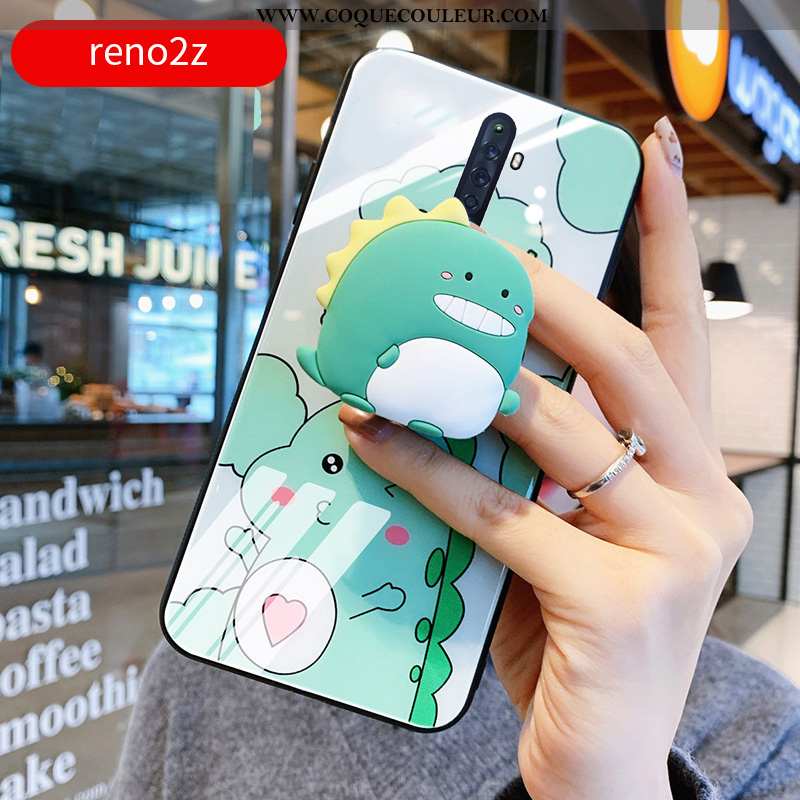 Coque Oppo Reno2 Z Personnalité Verre Téléphone Portable, Housse Oppo Reno2 Z Créatif Dragon Rose