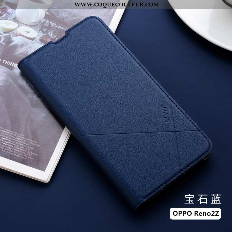 Coque Oppo Reno2 Z Fluide Doux Protection Bleu, Housse Oppo Reno2 Z Silicone Téléphone Portable Bleu