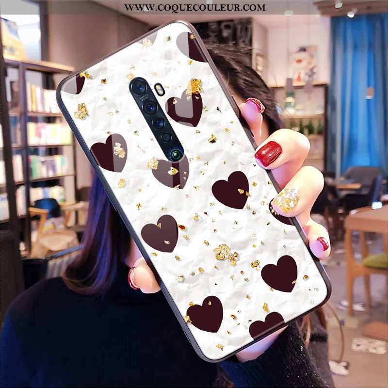 Coque Oppo Reno2 Z Verre Incassable Léopard, Housse Oppo Reno2 Z Tendance Téléphone Portable Blanche