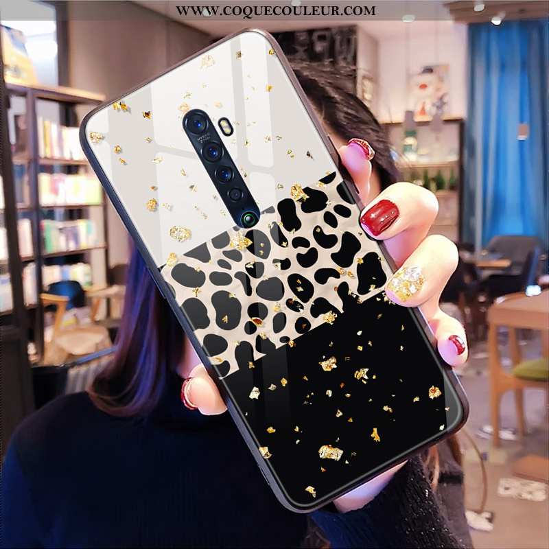 Coque Oppo Reno2 Z Verre Incassable Léopard, Housse Oppo Reno2 Z Tendance Téléphone Portable Blanche