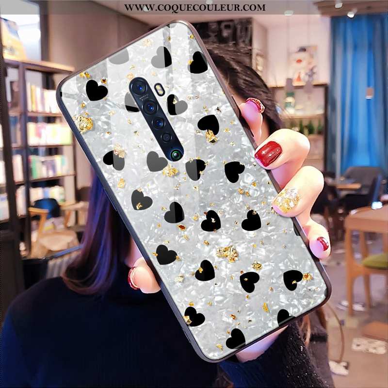 Coque Oppo Reno2 Z Verre Incassable Léopard, Housse Oppo Reno2 Z Tendance Téléphone Portable Blanche