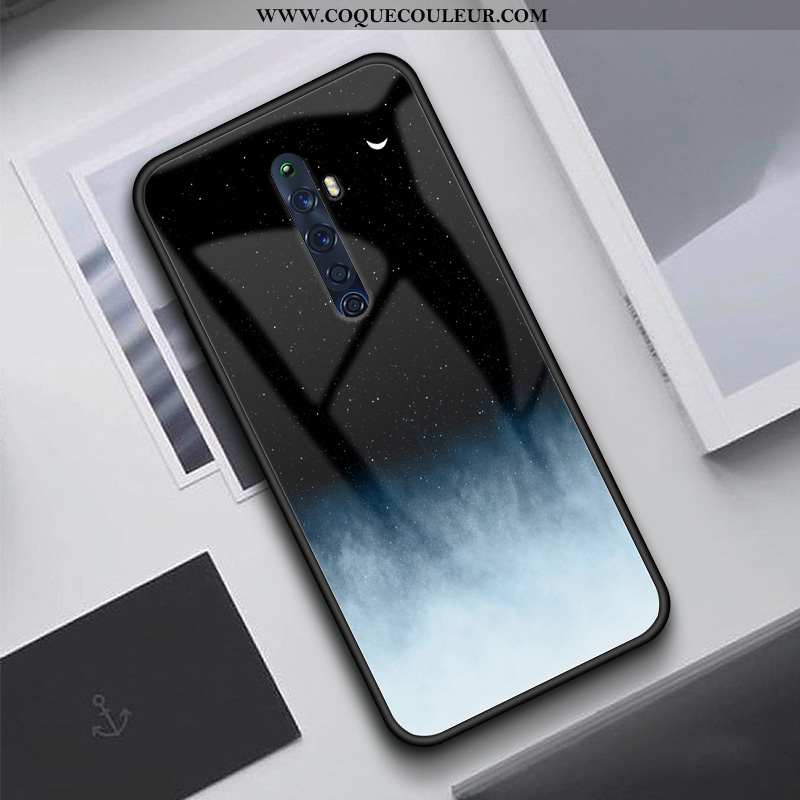 Étui Oppo Reno2 Z Verre Ciel Étoilé Noir, Coque Oppo Reno2 Z Tendance Incassable Noir