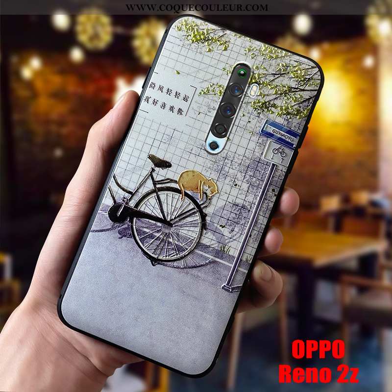 Housse Oppo Reno2 Z Charmant Téléphone Portable Étui, Étui Oppo Reno2 Z Légère Coque Bleu