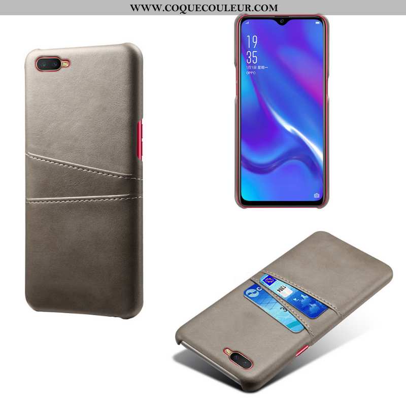 Coque Oppo Rx17 Neo Protection Gris Qualité, Housse Oppo Rx17 Neo Cuir Étui