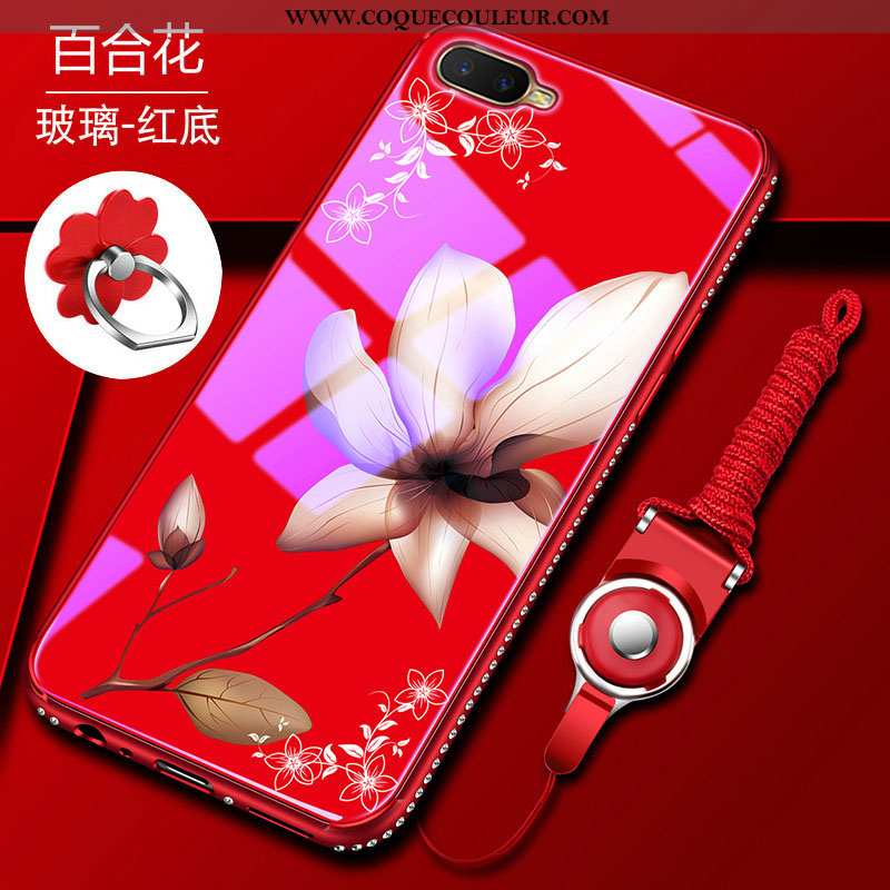 Coque Oppo Rx17 Neo Fluide Doux Incruster Strass, Housse Oppo Rx17 Neo Silicone Rouge