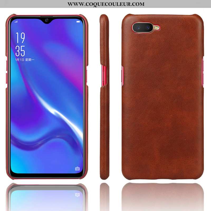 Coque Oppo Rx17 Neo Cuir Étui Marron, Housse Oppo Rx17 Neo Protection Marron