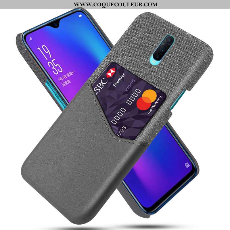 Étui Oppo Rx17 Pro Personnalité Incassable Téléphone Portable, Coque Oppo Rx17 Pro Cuir Gris