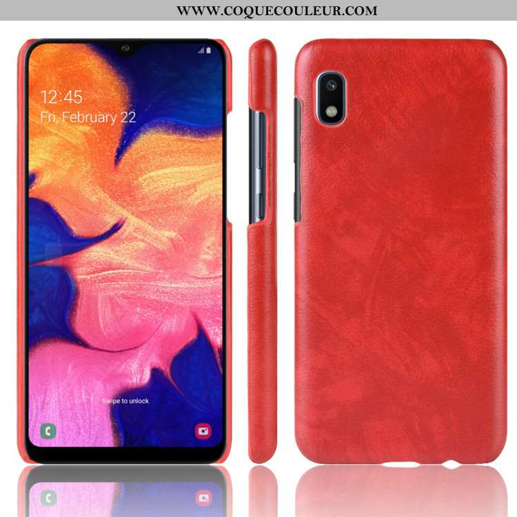 Étui Samsung Galaxy A10 Protection Difficile Modèle Fleurie, Coque Samsung Galaxy A10 Cuir Rouge