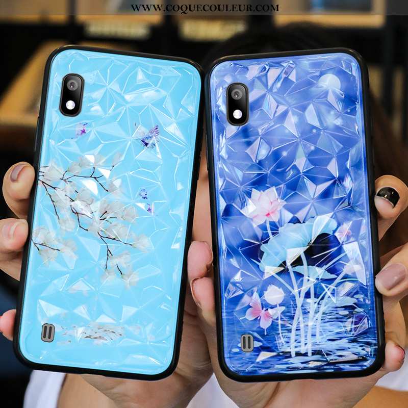 Housse Samsung Galaxy A10 Protection Étui Créatif, Samsung Galaxy A10 Verre Personnalité Bleu