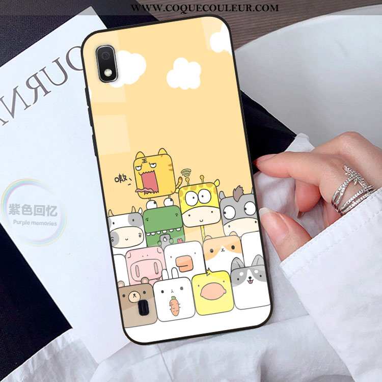 Coque Samsung Galaxy A10 Verre Étoile Charmant, Housse Samsung Galaxy A10 Dessin Animé Jaune