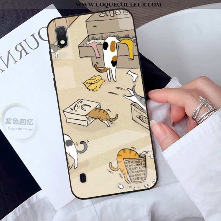 Coque Samsung Galaxy A10 Verre Étoile Charmant, Housse Samsung Galaxy A10 Dessin Animé Jaune