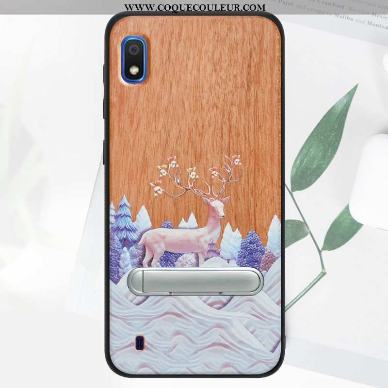 Étui Samsung Galaxy A10 En Bois Vert 2020, Coque Samsung Galaxy A10 Modèle Fleurie Support Verte