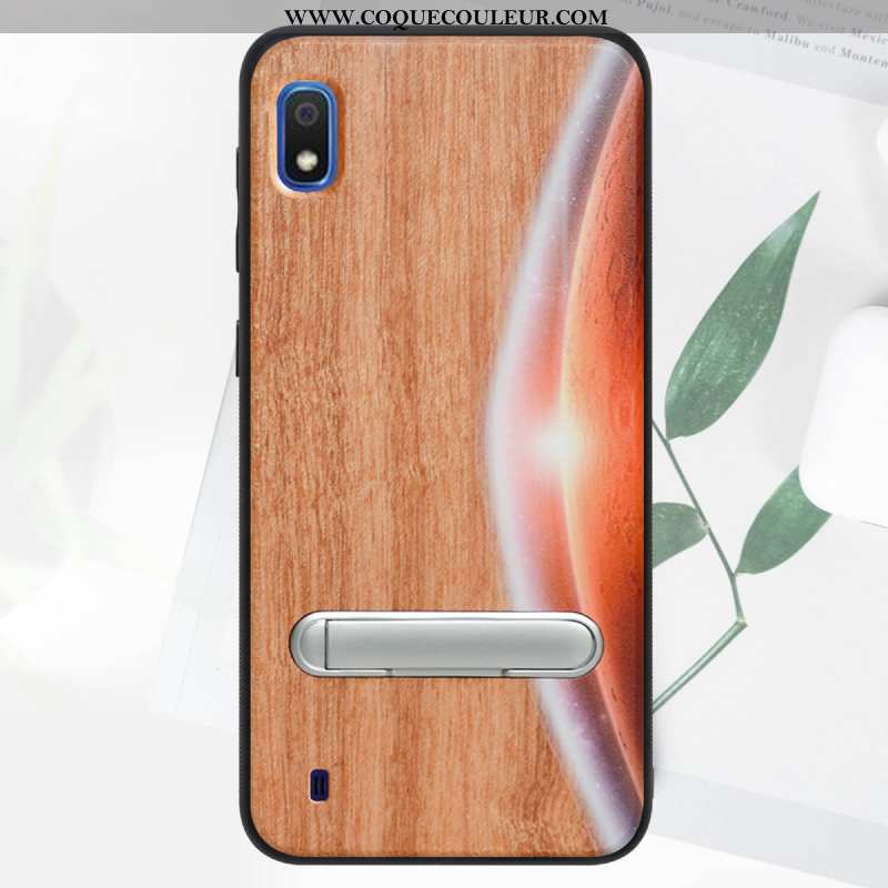 Étui Samsung Galaxy A10 En Bois Vert 2020, Coque Samsung Galaxy A10 Modèle Fleurie Support Verte