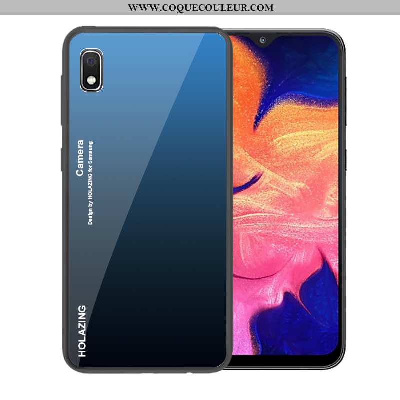 Étui Samsung Galaxy A10 Verre Coque, Coque Samsung Galaxy A10 Tendance Dégradé Bleu Foncé