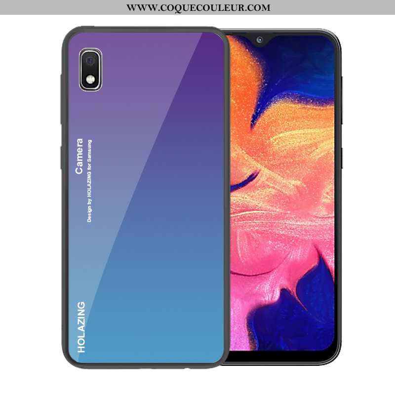 Étui Samsung Galaxy A10 Verre Coque, Coque Samsung Galaxy A10 Tendance Dégradé Bleu Foncé