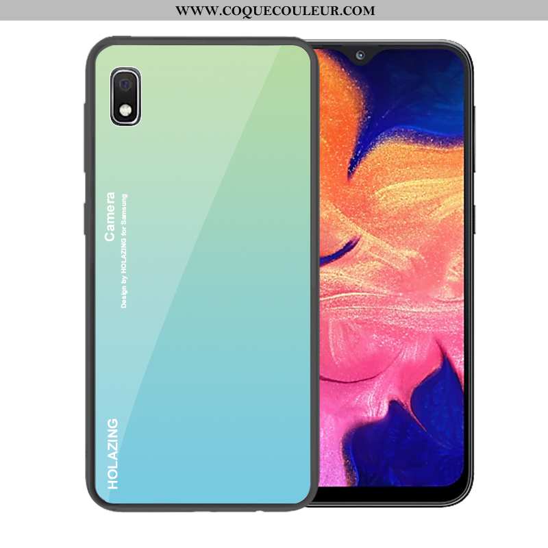 Étui Samsung Galaxy A10 Verre Coque, Coque Samsung Galaxy A10 Tendance Dégradé Bleu Foncé