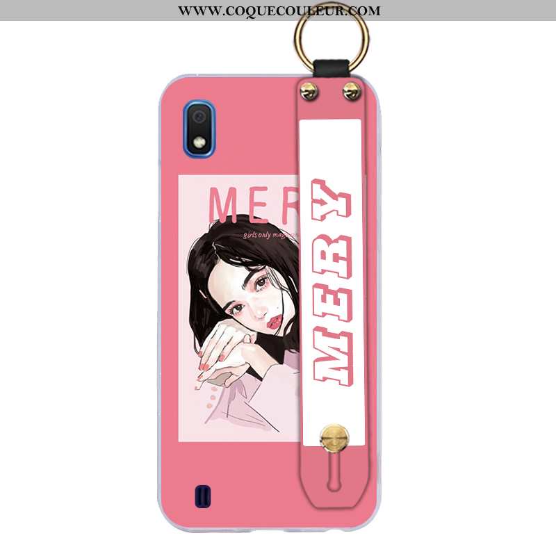 Étui Samsung Galaxy A10 Tendance Support, Coque Samsung Galaxy A10 Fluide Doux Créatif Rose