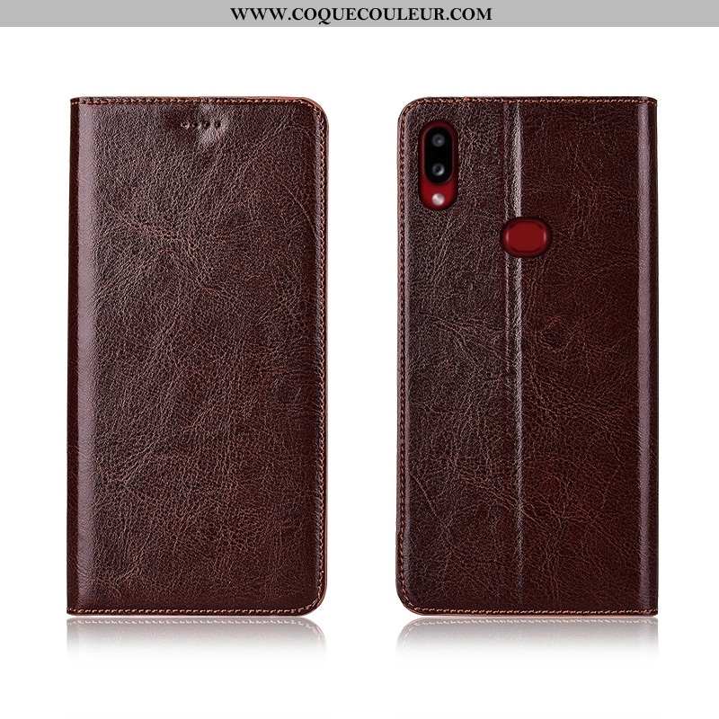 Coque Samsung Galaxy A10s Cuir Véritable Étui Téléphone Portable, Housse Samsung Galaxy A10s Tendanc