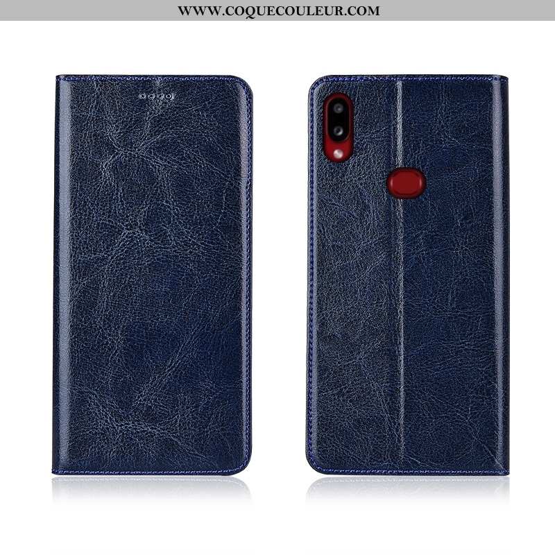 Coque Samsung Galaxy A10s Cuir Véritable Étui Téléphone Portable, Housse Samsung Galaxy A10s Tendanc