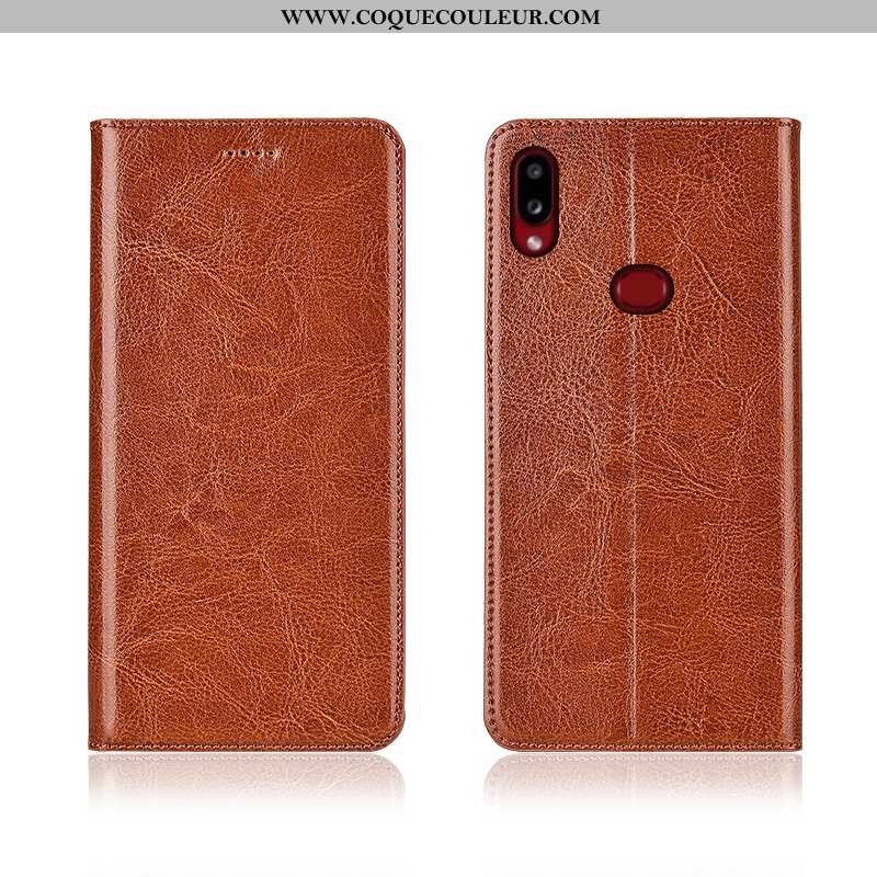 Coque Samsung Galaxy A10s Cuir Véritable Étui Téléphone Portable, Housse Samsung Galaxy A10s Tendanc