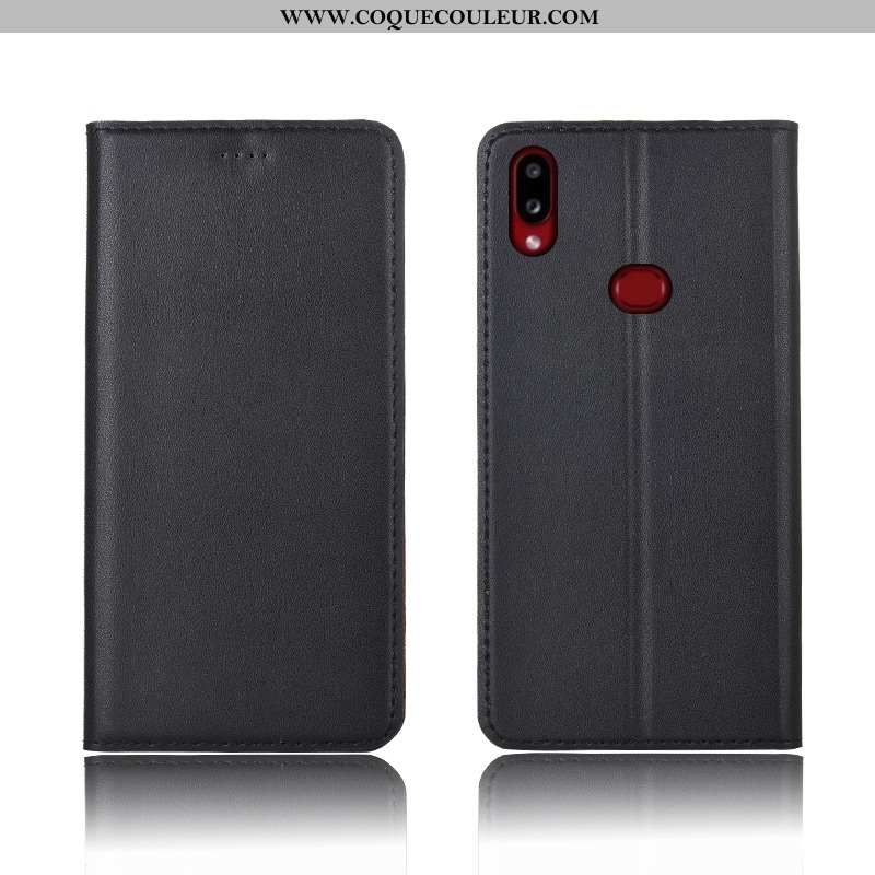 Coque Samsung Galaxy A10s Délavé En Daim Cuir Nouveau, Housse Samsung Galaxy A10s Cuir Véritable Sil