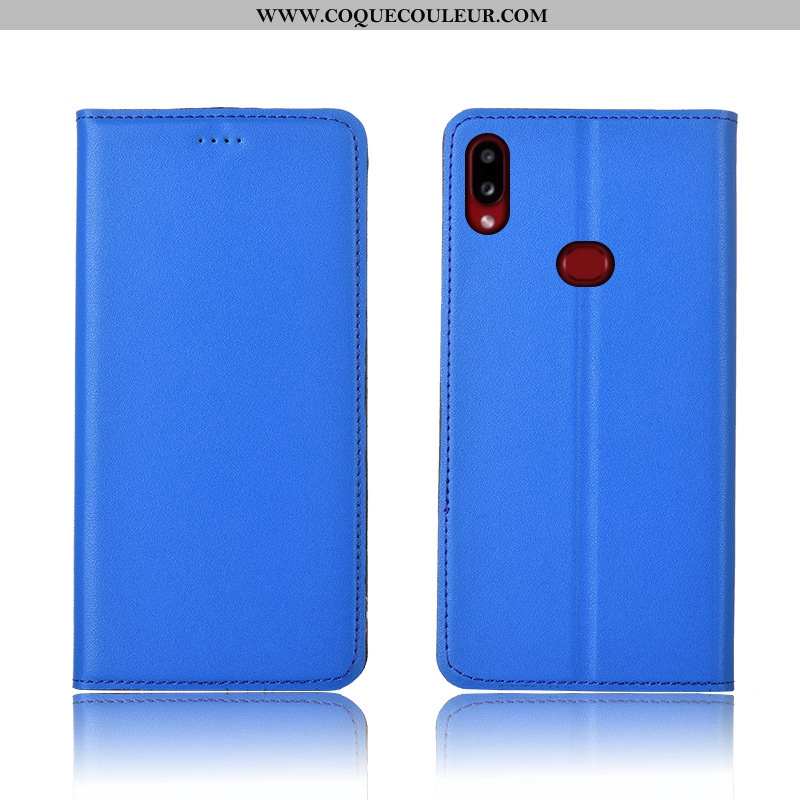 Coque Samsung Galaxy A10s Délavé En Daim Cuir Nouveau, Housse Samsung Galaxy A10s Cuir Véritable Sil